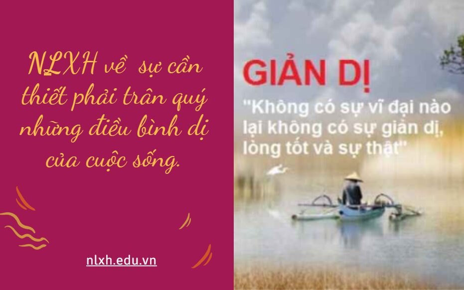 NLXH về chủ đề: sự cần thiết phải trân quý những điều bình dị của cuộc sống.